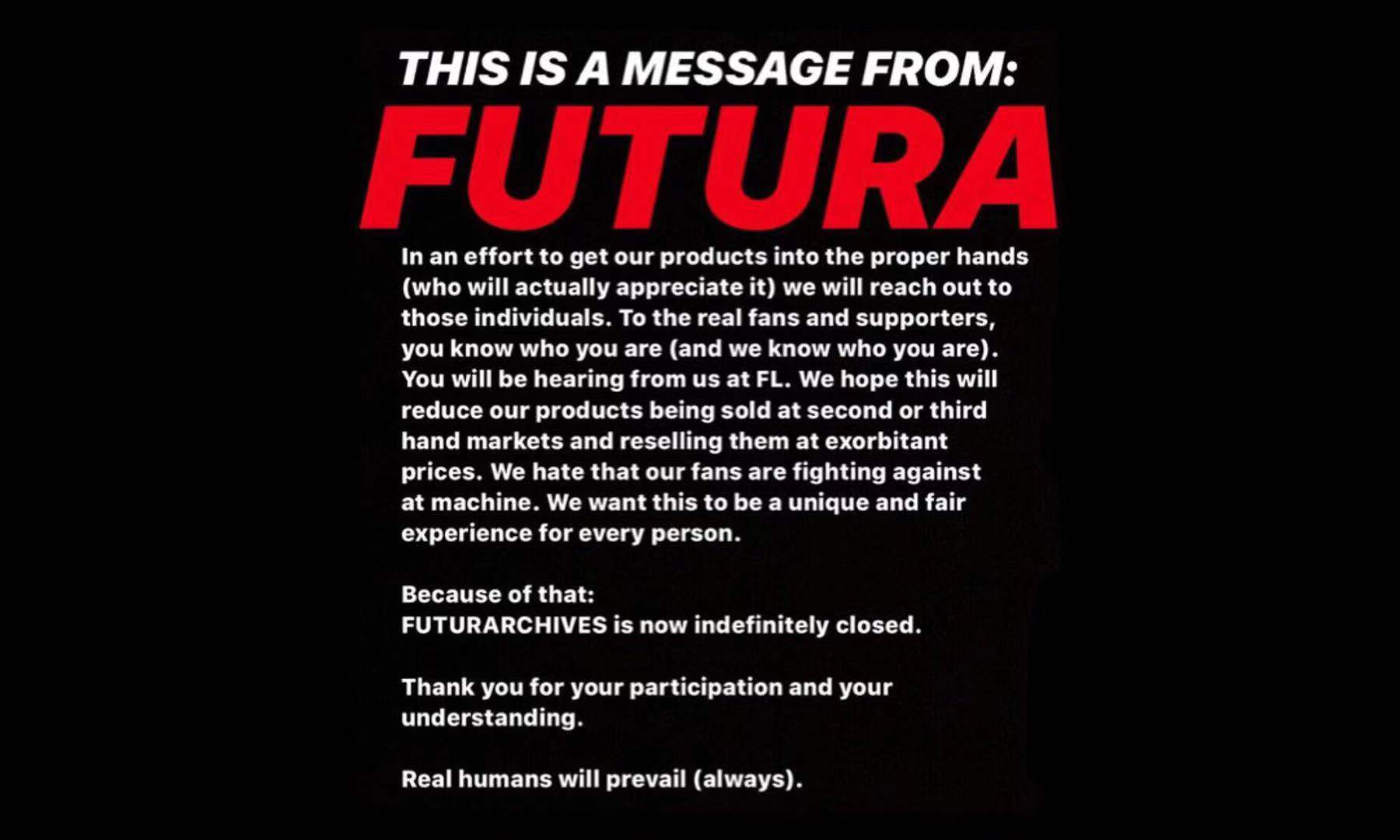 街头艺术传奇 futura 宣布关闭个人网上店铺!