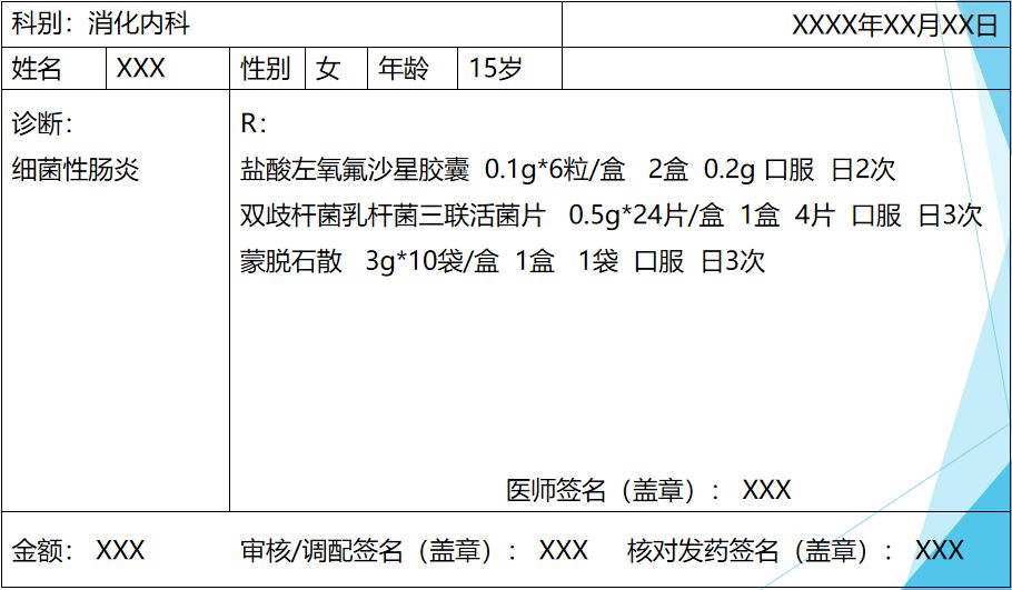 藥課堂15歲細菌性腸炎患者用藥不適宜處方審核實例