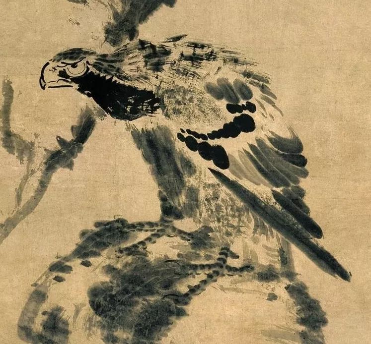 画家借助古木,怪石这些元代大师们常绘的主题,辅以静默凝重的禽鸟