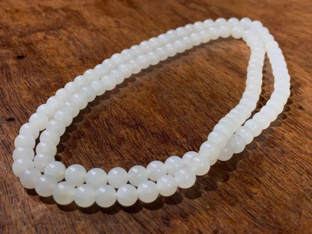 用之美和田美玉▎珠圆玉润的白玉珠串