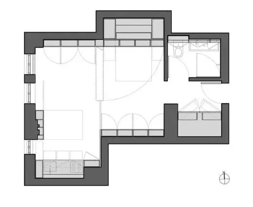 37㎡老破小改造一扇可移动的墙面分出了所有的功能区太赞了