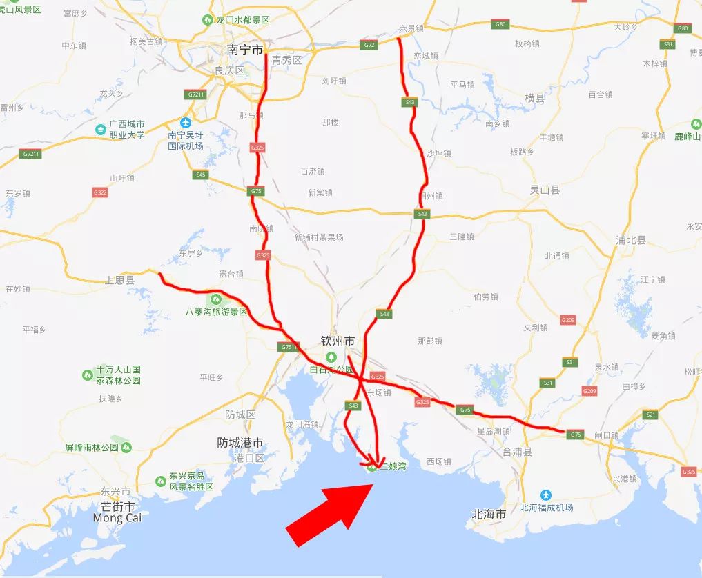 钦州北过境高速线路图图片