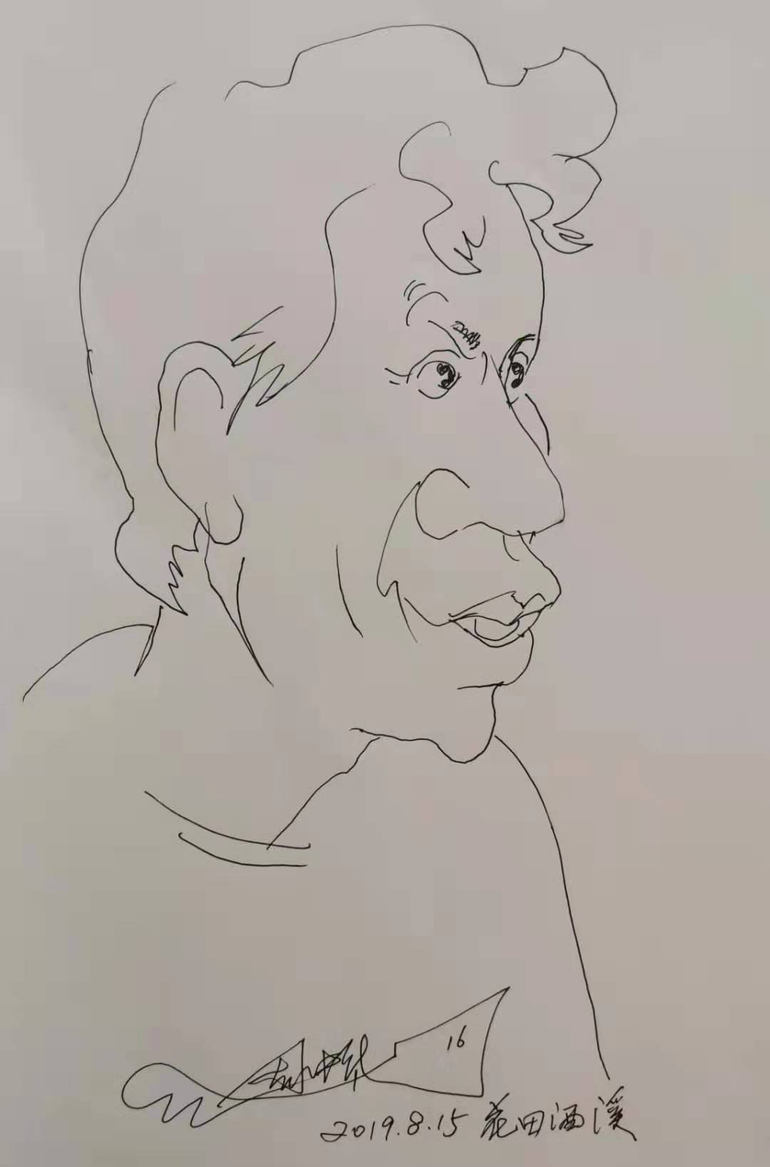 外国学者连声惊叹著名画家周中华教授的一分钟画像画得真棒