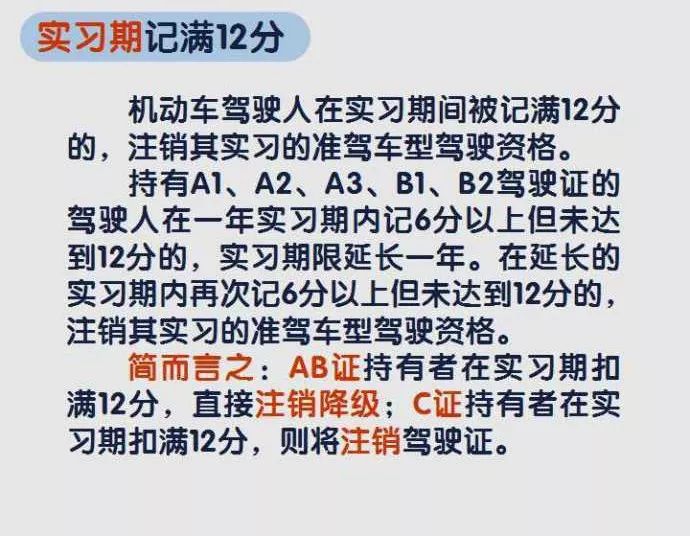 驾驶证不论是ab类还是其他类的,尤其是实习期,一个记分周期被记满12