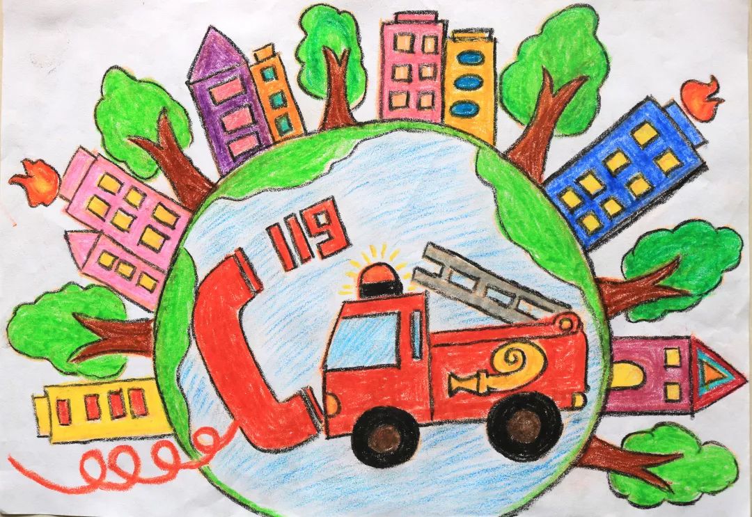 一二年级消防绘画简单图片