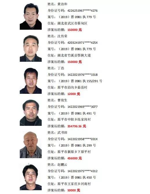 原平法院公布最新一批老赖名单快看看有没有你认识的