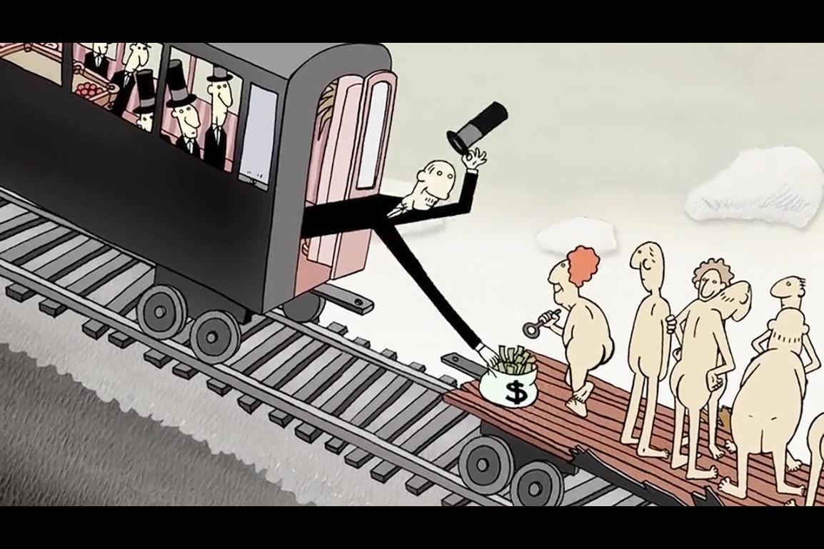 一部讽刺性短片,来日人们以列车为家,富翁享受贫民却成为燃料