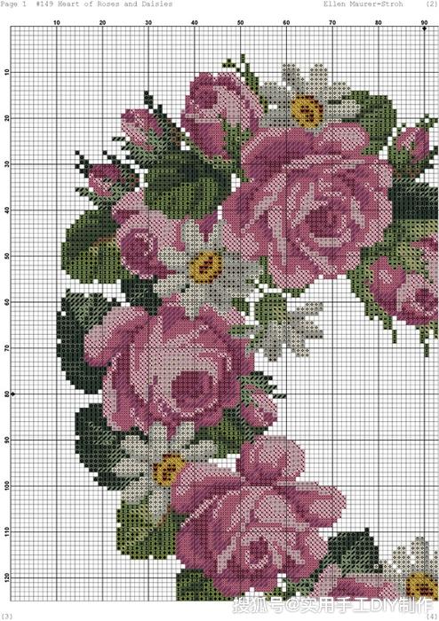 十字绣图花心树叶和抱枕