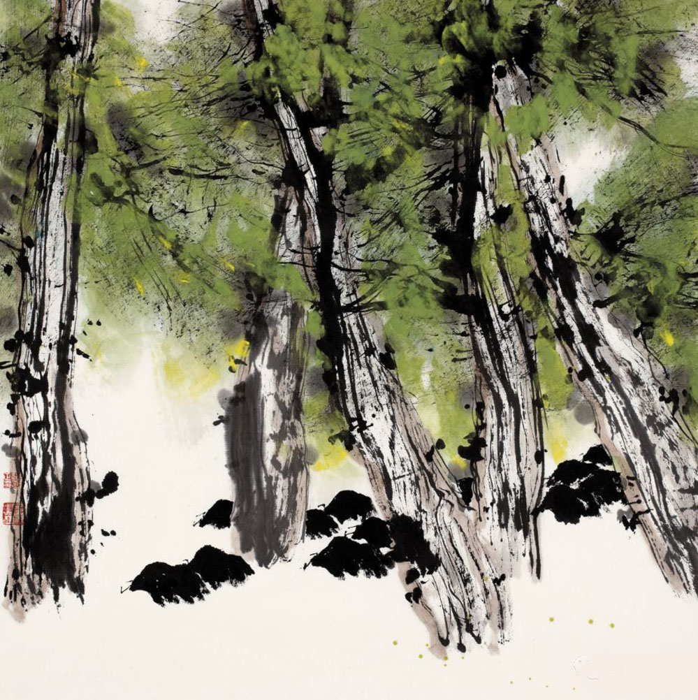 郭正英画家《林深月明 大漠之春》