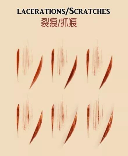 各种伤口疤痕的画法及技巧收藏记笔记哦