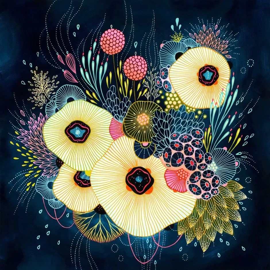 彩色线描花梦幻般的海洋世界作画过程美爆了