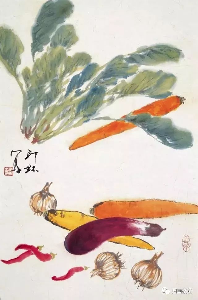 被誉为中国小写意花鸟画扛鼎者的果蔬作品70幅