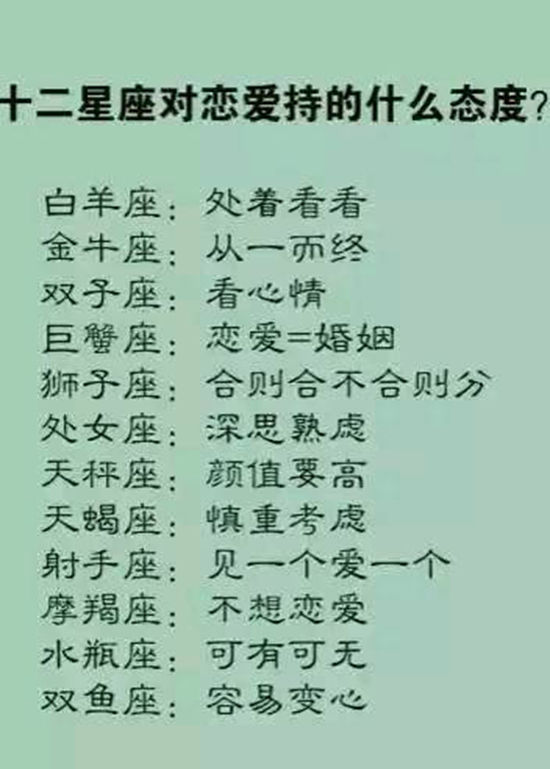 十二星座对恋爱持的什么态度追求十二星座必过的真爱门槛