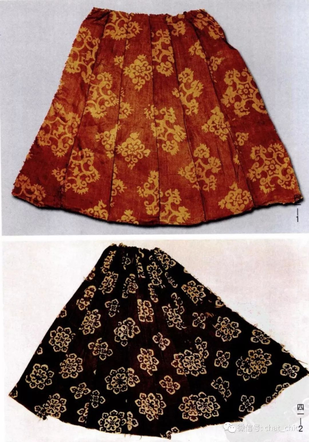 拼起的宽布料以规律打褶,有句诗唤作"裙拖六幅湘江水"