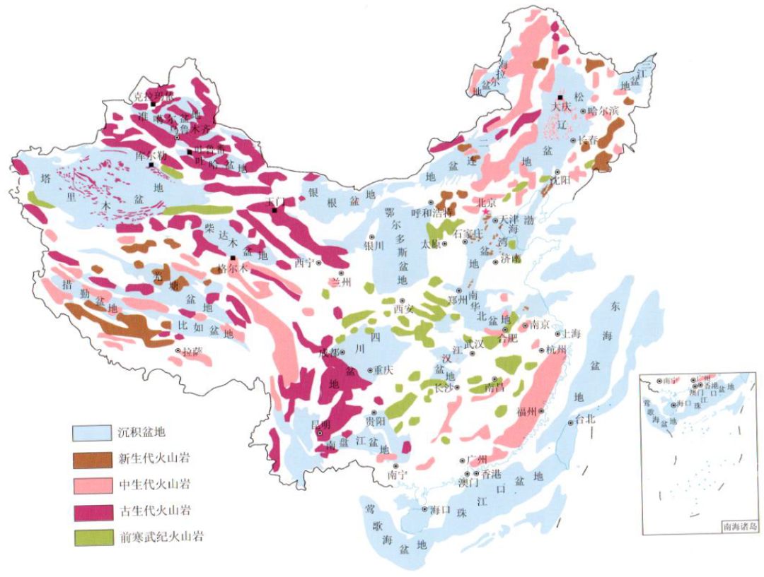 中国含油气盆地火山岩分布中国各含油气盆地火山岩分布层位对比中国