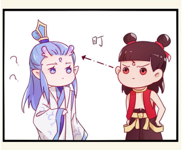 敖丙的龙角被哪吒发现过了五分钟后哪吒找来两根葱放在头上