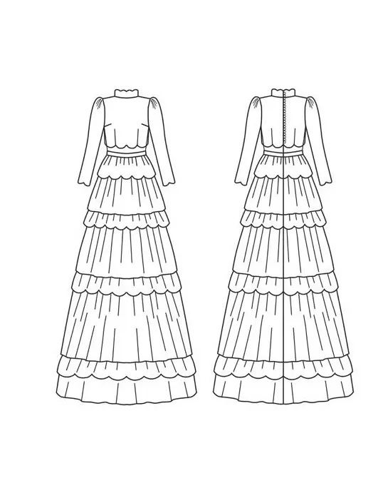 蛋糕裙带来满满的少女心02设计手稿精致的蕾丝绣花彰显高贵气质立体感