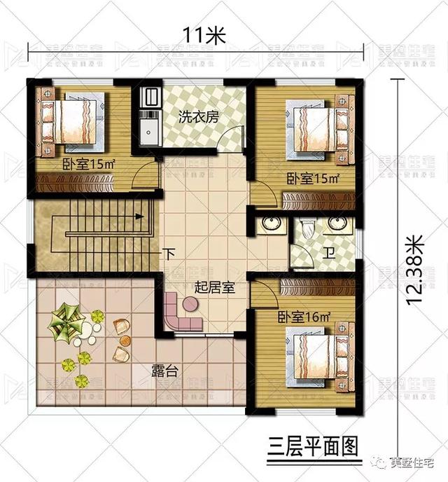 面宽11米的三层欧式别墅挑高客厅很大气回乡建一栋风光无限