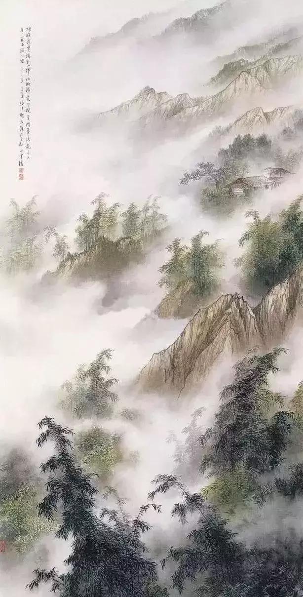 雾凇国画图片