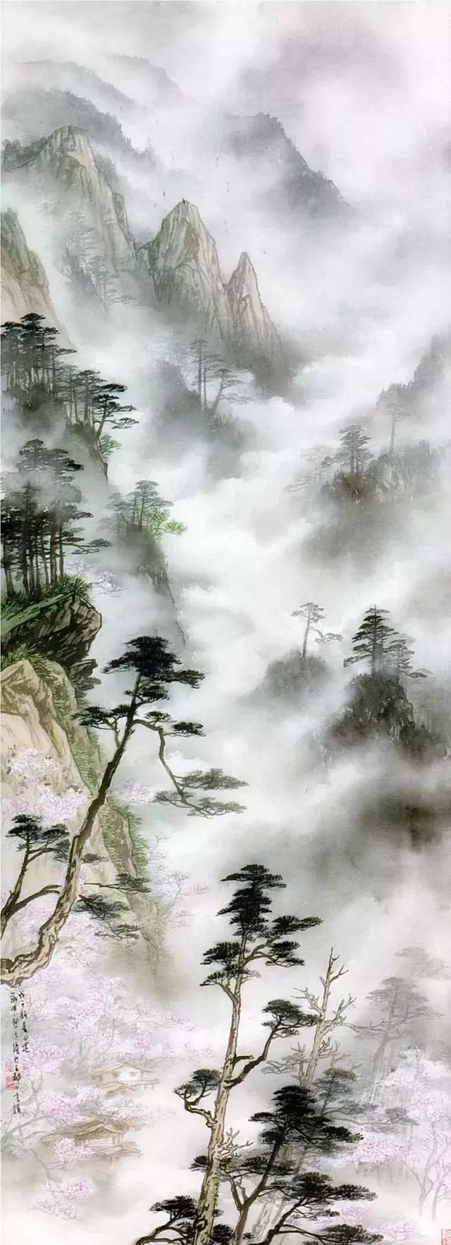 云雾缭绕国画图片