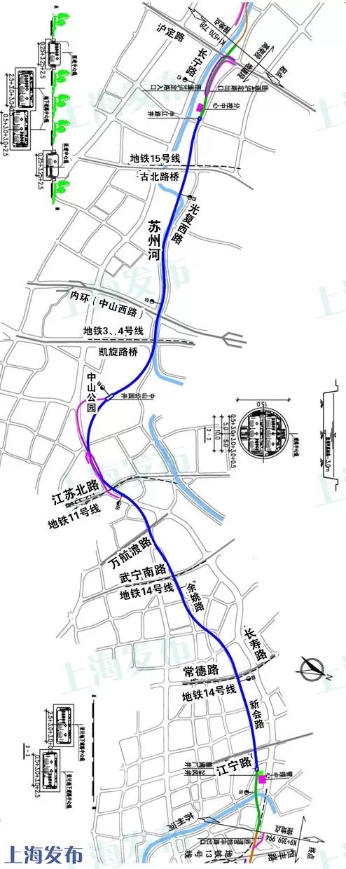 上海北横通道线路图图片