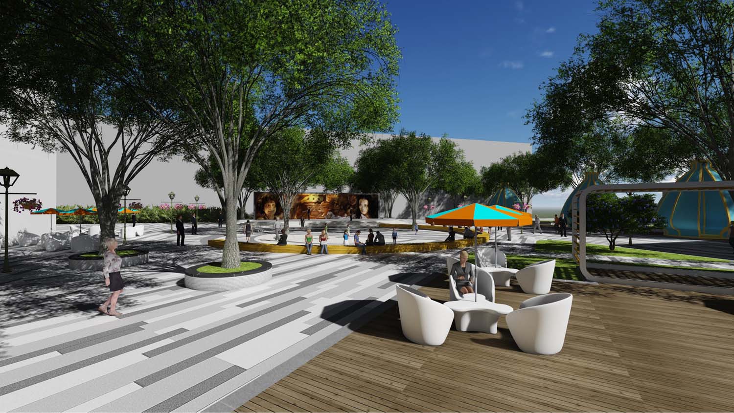 绿动园林—高栏港商都广场商业综合体景观设计效果图划分引导内部