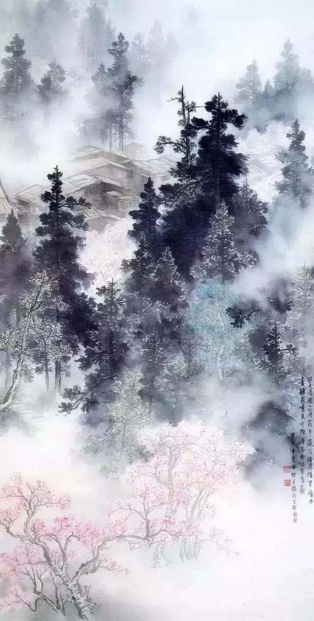 雾凇国画图片
