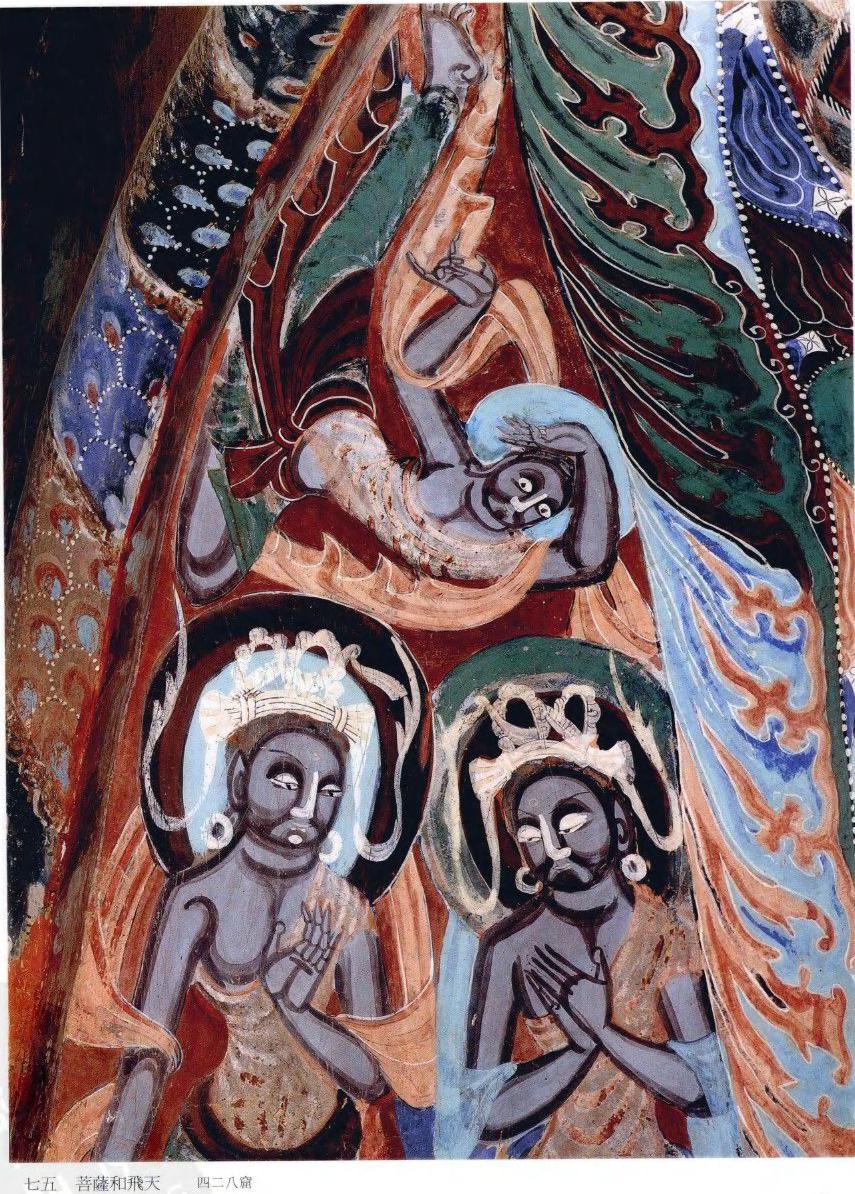 敦煌石窟北周428窟1中心柱绘塑窟顶纹样装饰丰富高清大图