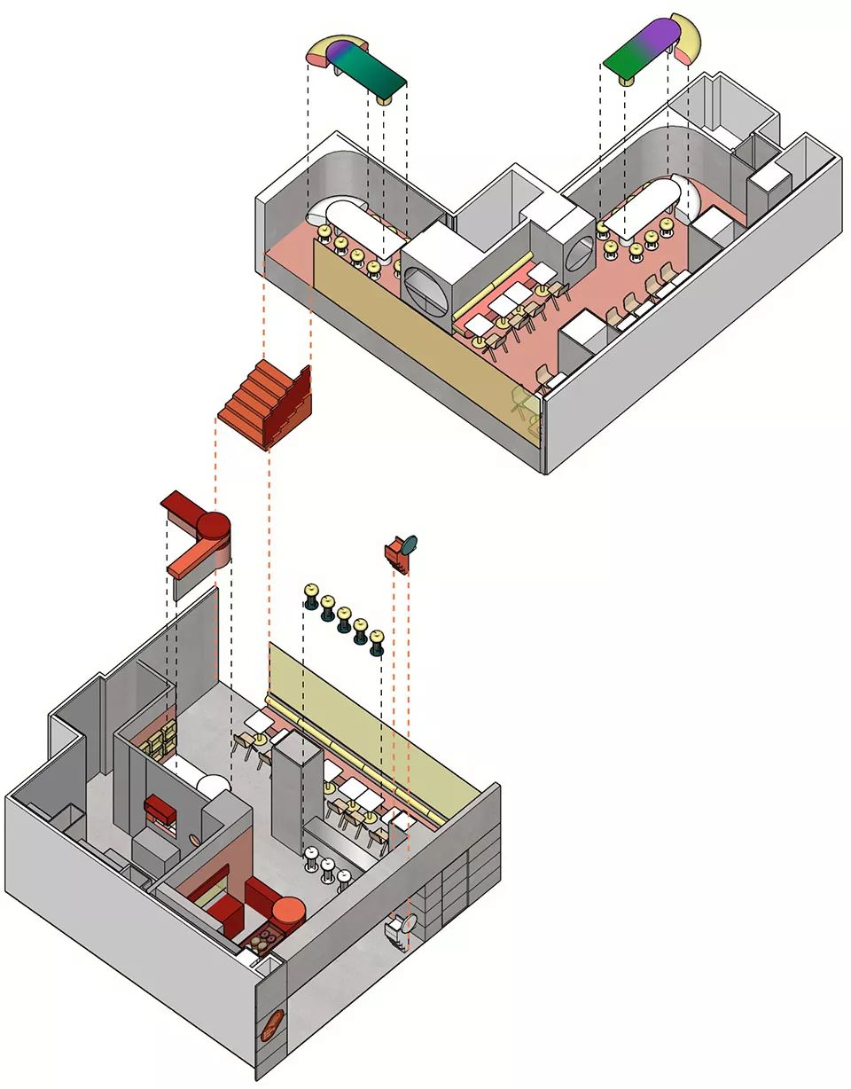 ▼轴测图▼室内概览eat darling eat是一间位于fashion walk的甜品