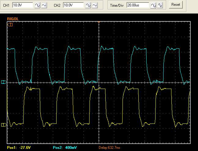 因频率加快,并信号经200米远传后,信号略有失真,但方波图形仍然清晰可