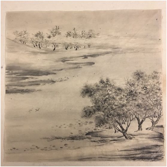 羽扇纶巾朱涛烟雨芦雁寒汀远渚临宋惠崇沙汀烟树图