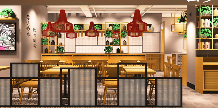 汕尾连锁特色小吃店设计过桥米线餐饮室内装修设计品深餐饮设计