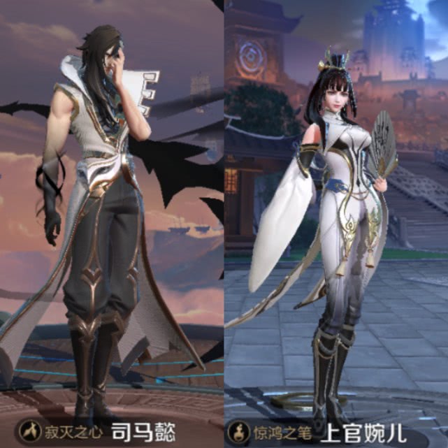 司马懿和上官婉儿的这套原皮真的很般配,都是国风系列,而且灰白色的