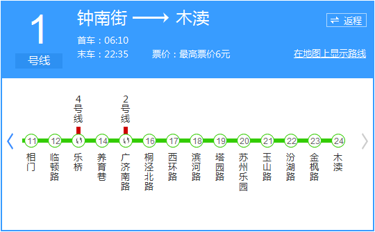 苏州地铁1号线路图图片