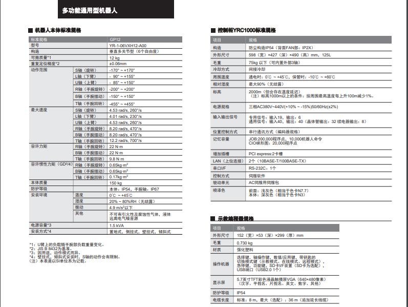 安川机器人motomangp12型号说明及功能介绍