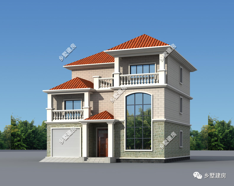 11x11米三层别墅挑空客厅车库建上一栋生活无忧