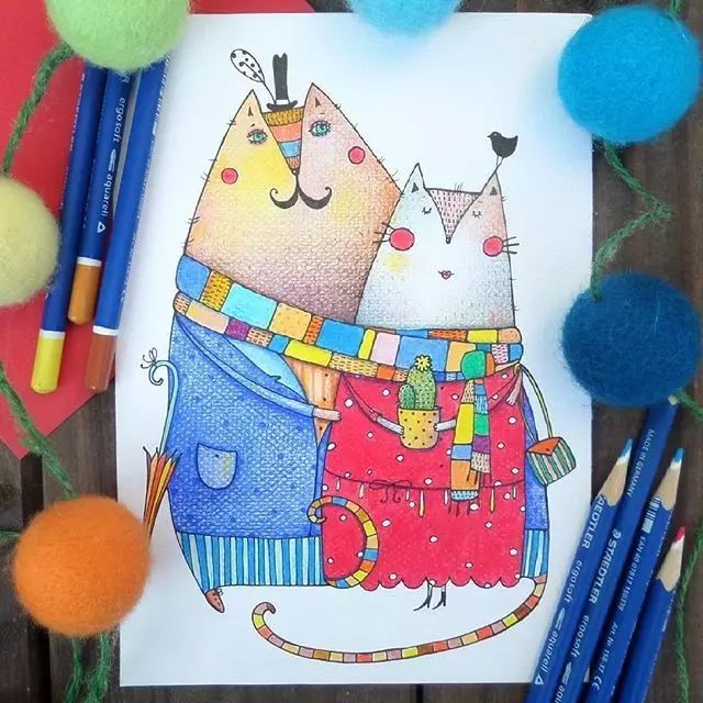 彩铅卡通画这么美把内心的童心都释放出来