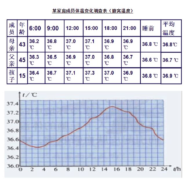 正常一天体温变化图图片