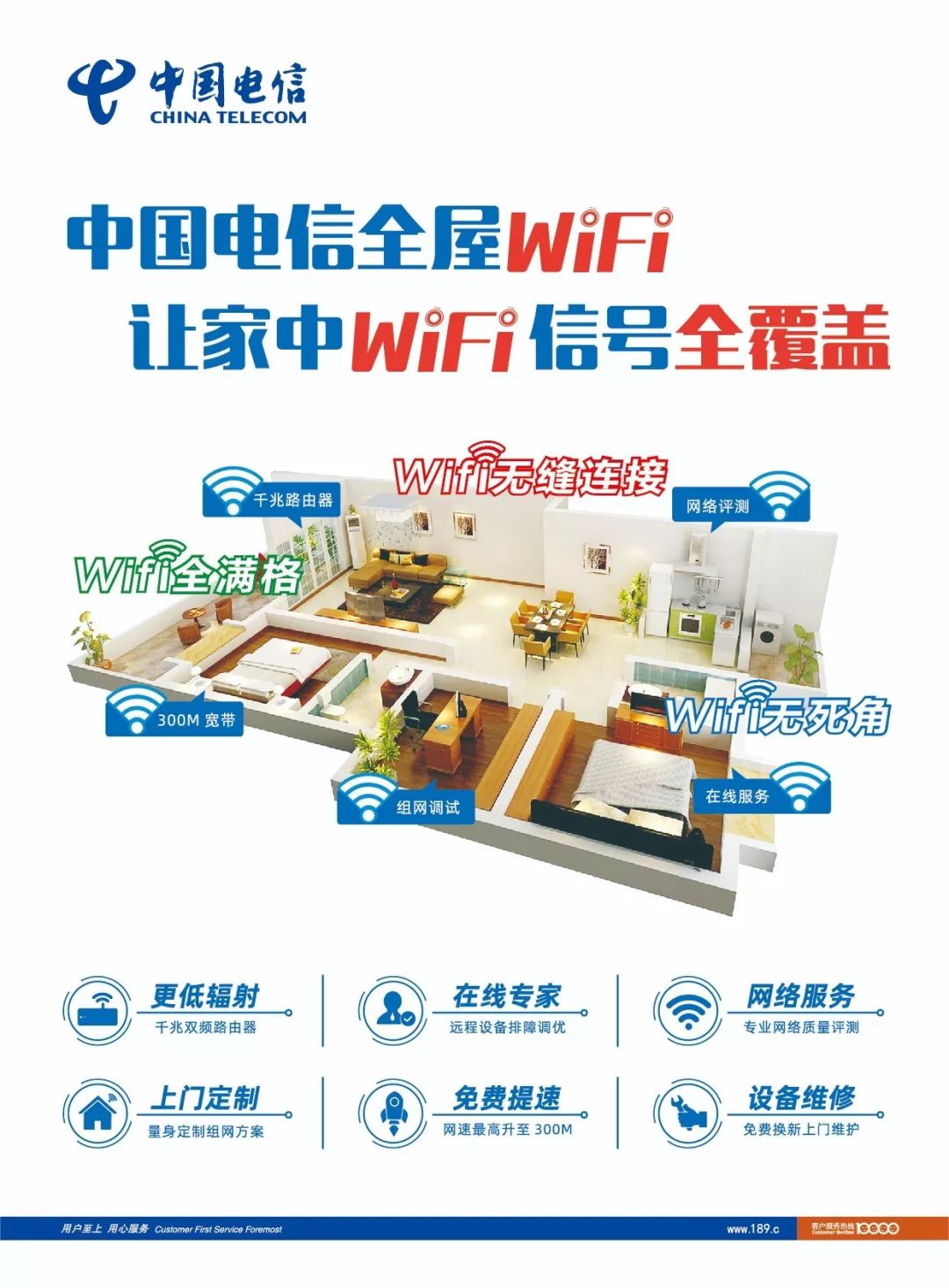 【电信全屋wifi】无论房间有多大,wifi处处达!