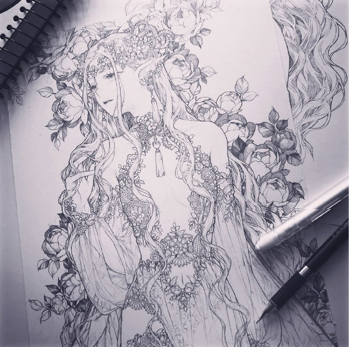 动漫之美minmonsta笔下的手绘线稿王氏教育