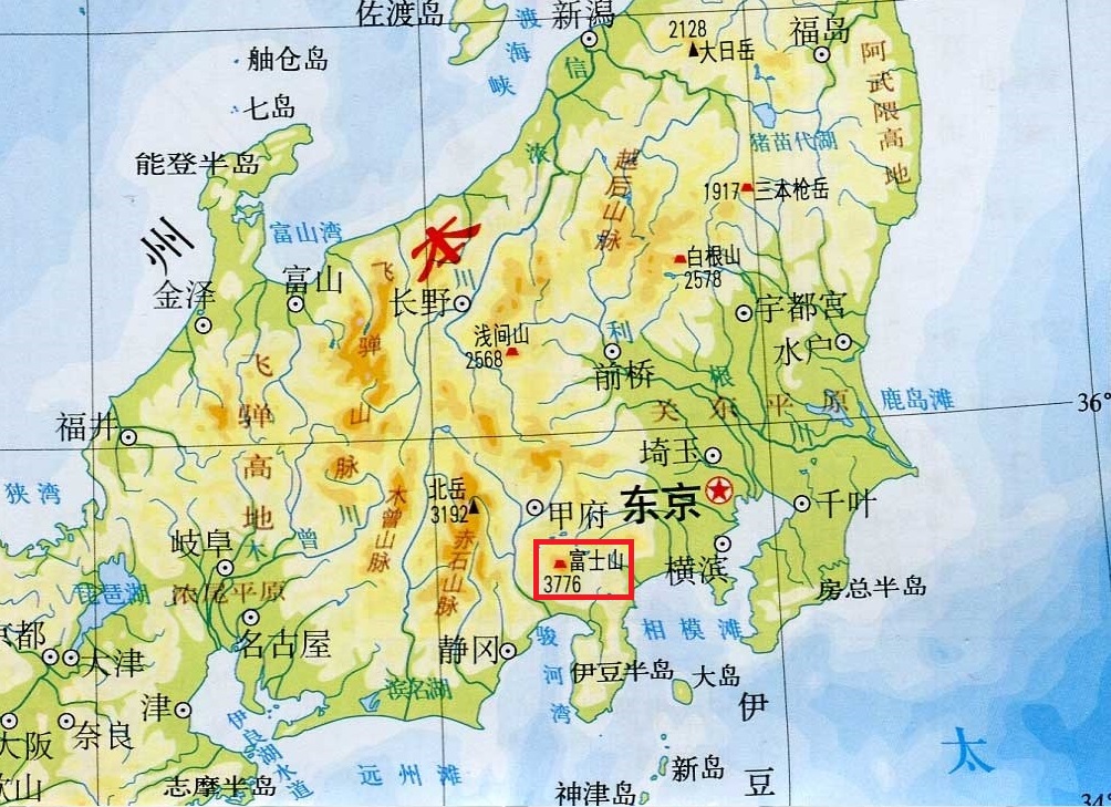 富士山在地图上的位置图片