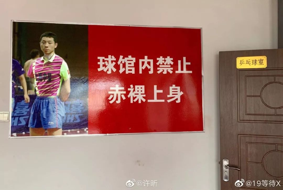 球馆内禁止赤裸上身 许昕光膀子照成经典案例?_照片