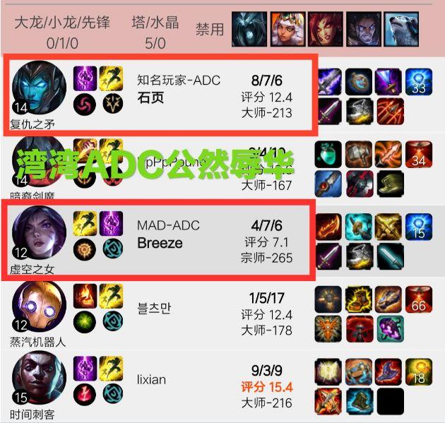 小见见我去查了一下两人的游戏战绩,发现石页的上单滑板鞋8-7-6,而