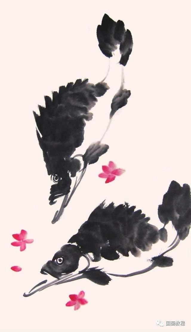 【国画教程】写意《双鳜嬉戏图》画法_鳜鱼