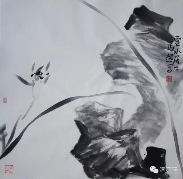 著名画家马超凉月淡云清溪幽草