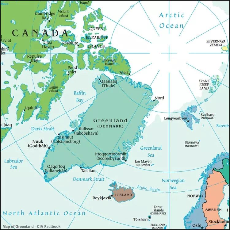 格陵兰岛位置图图片