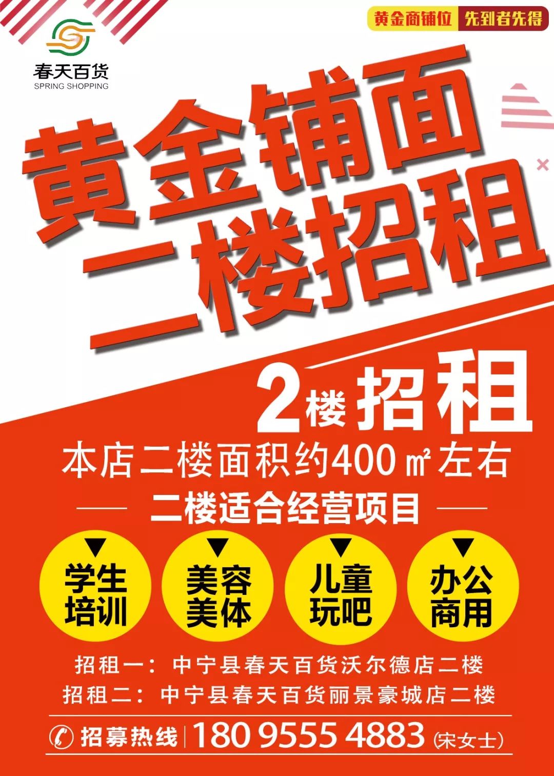 黄金旺铺丨火热招租共赢未来二楼整体招租啦