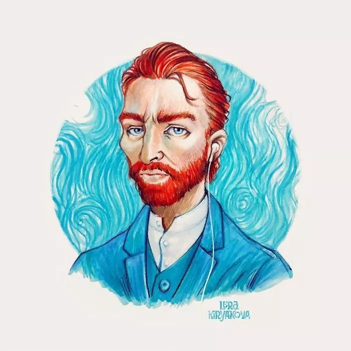 送头像啦手绘卡通版名人名画真是太可爱啦