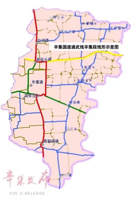 线)辛集段线形示意图(红线)妍园路北延直通g307安新线升级为230国道后