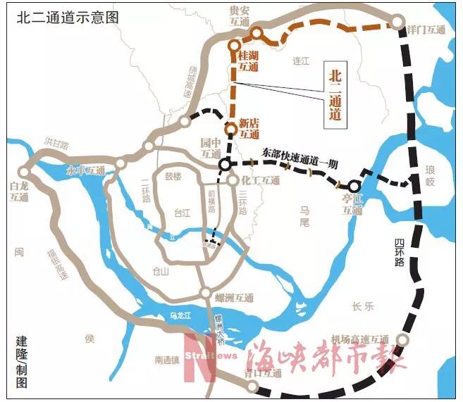 最新到贵安10分钟路程无通行费福州北二通道下月开建